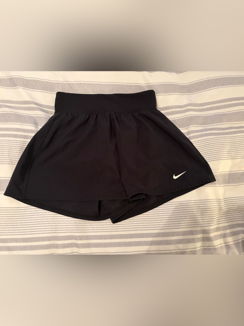 Nike Black Women's Athletic Shorts with White Swoosh